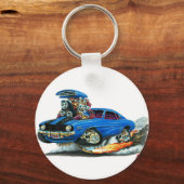 1969 Camaro SS Blue-Black Car Sleutelhanger (Voorkant)