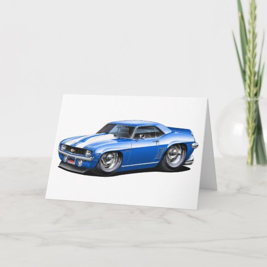 1969 Camaro SS Blue-White Car Kaart (Voorkant)