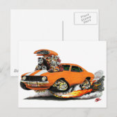1969 Camaro SS Oranje-witte auto Briefkaart (Voorkant / Achterkant)