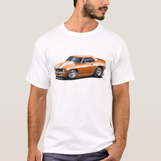 1969 Camaro SS Oranje-witte auto T-shirt (Voorkant)