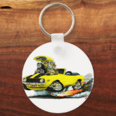 1969 Camaro SS Yellow-Black converteerbaar Sleutelhanger (Voorkant)