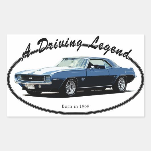 1969 CAMARO YENKO BLAUW RECHTHOEKIGE STICKER (Voorkant)