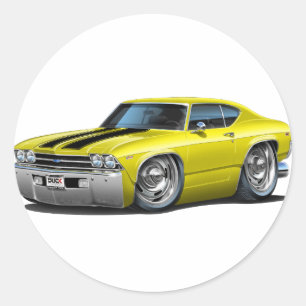1969 Chevelle Yellow-Black Car Ronde Sticker