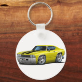 1969 Chevelle Yellow-Black Car Sleutelhanger (Voorkant)