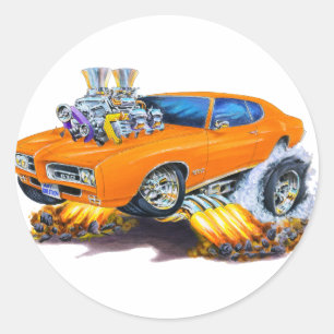 1969 GTO Oranje auto Ronde Sticker