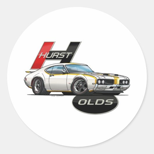 1969 Hurst Olds Cutlass Ronde Sticker (Voorkant)