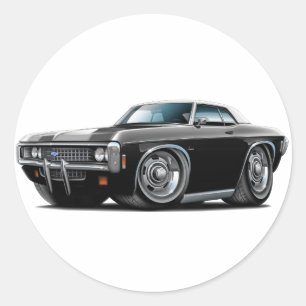 1969 Impala zwart-wit Top Auto Ronde Sticker