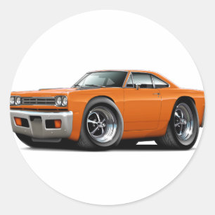 1969 Roadrunner Oranje auto Ronde Sticker