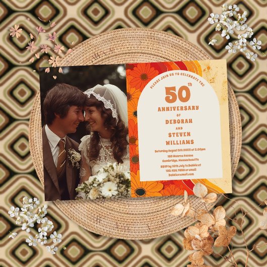 1970 50e anniversaire de Mariage Invitation photo