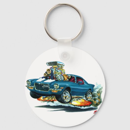 1970-72 Camaro Blue-White Car Sleutelhanger (Voorkant)