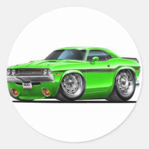 1970-72 Challenger Green Car Ronde Sticker