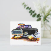 1970-72 Chevy C10 Black Longbed Briefkaart (Staand voorkant)