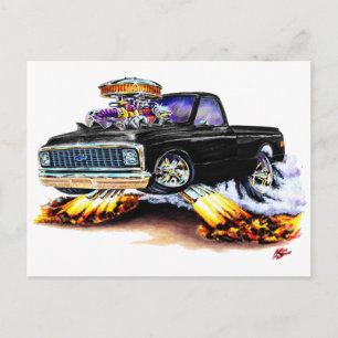 1970-72 Chevy C10 Black Longbed Briefkaart