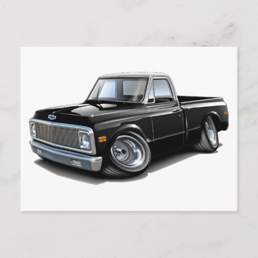 1970-72 Chevy C10 Black-White Top Truck Briefkaart (Voorkant)