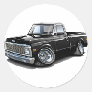 1970-72 Chevy C10 Black-White Top Truck Ronde Sticker