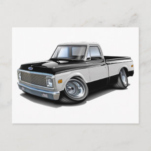 1970-72 Chevy C10 Black-White Truck Briefkaart