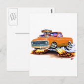 1970-72 Chevy C10 Oranje Longbed Briefkaart (Voorkant / Achterkant)