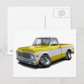 1970-72 Chevy C10 Yellow-White Truck Briefkaart (Voorkant / Achterkant)