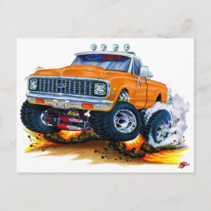 1970-72 Chevy CK1500 Oranje Truck Briefkaart