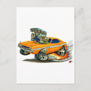 1970-72 Dodge Challenger Oranje Auto Briefkaart