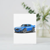 1970-73 Camaro Blu/Wht-auto Briefkaart (Staand voorkant)