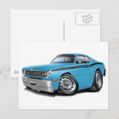 1970-74 Duster Lt Blue-Black Car Briefkaart (Voorkant / Achterkant)