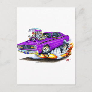 1970-74 Plymouth Duster Paarse auto Briefkaart