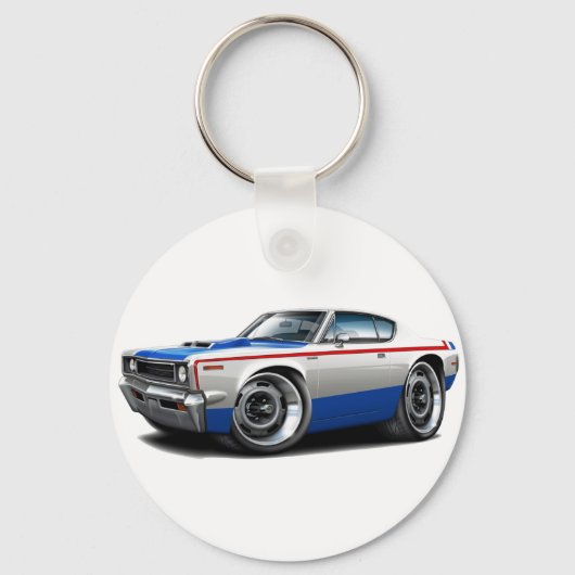 1970 AMC Rebelmachine Rood-Wit-Blauw auto Sleutelhanger (Voorkant)