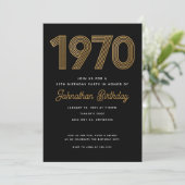 1970 Black Faux Gold 50th Birthday Invitation (Debout devant)