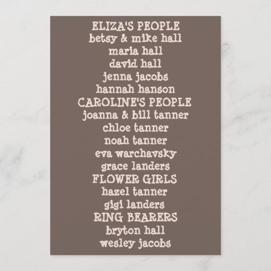 1970 Canyon Rock Boho Wedding Programma (Achterkant)