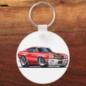 1970 Chevelle Red-Black Car Sleutelhanger (Voorkant)