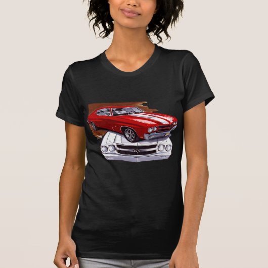 1970 Chevelle Rood-Witte auto T-shirt (Voorkant)