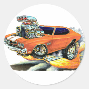 1970 Chevelle Sinaasappel-witte auto Ronde Sticker