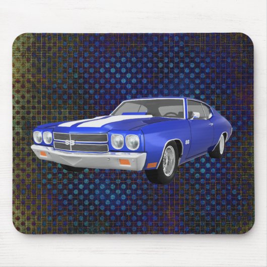 1970 Chevelle SS: Blauwe afwerking: Mousepad Muismat (Voorkant)