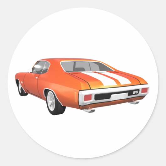 1970 Chevelle SS: Oranje finish: Ronde Sticker (Voorkant)