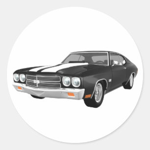 1970 Chevelle SS: zwarte finish: Ronde Sticker