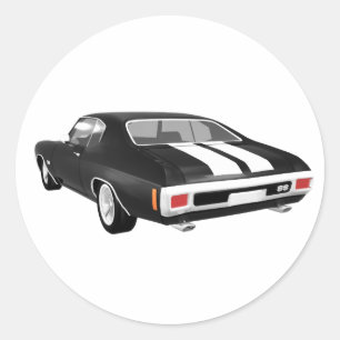 1970 Chevelle SS: zwarte finish: Ronde Sticker
