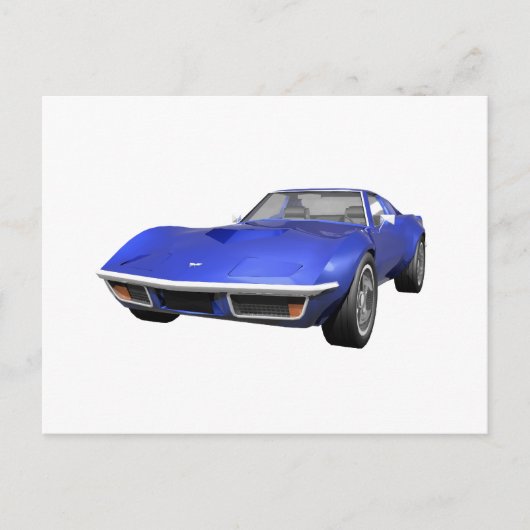 1970 Corvette Sportauto: Blauwe afwerking Briefkaart (Voorkant)