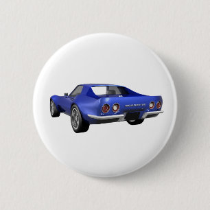 1970 Corvette Sportauto: Blauwe afwerking Ronde Button 5,7 Cm