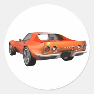 1970 Corvette Sportauto: Oranje finish: Ronde Sticker
