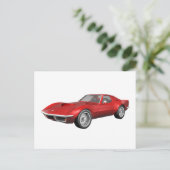 1970 Corvette Sportauto: Rode afwerking Briefkaart (Staand voorkant)