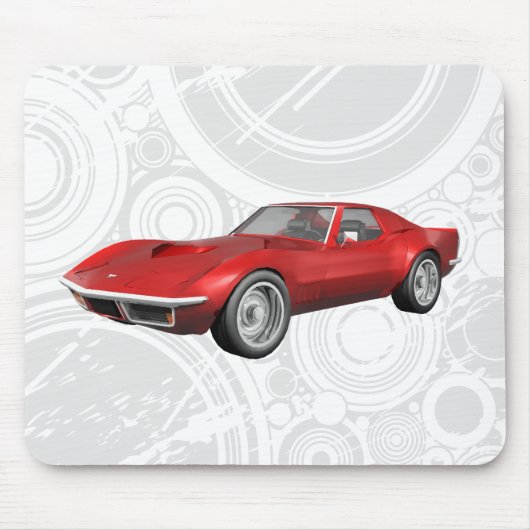 1970 Corvette Sportauto: Roodfinse: Mousepad Muismat (Voorkant)
