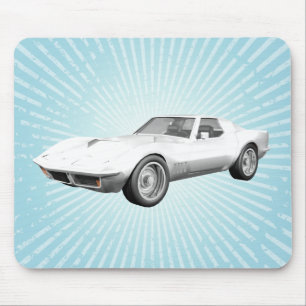 1970 Corvette Sportauto: Witte finse: Mousepad Muismat