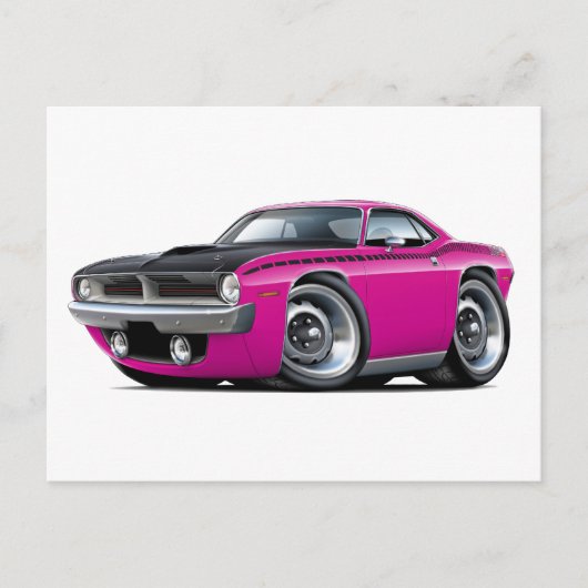 1970 Cuda AAR Roze auto Briefkaart (Voorkant)