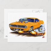 1970 Cuda Oranje auto Briefkaart (Voorkant / Achterkant)