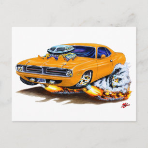 1970 Cuda Oranje auto Briefkaart