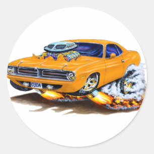 1970 Cuda Oranje auto Ronde Sticker
