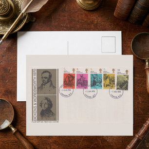 1970 Dickens & Wordsworth Eerste Dag Omslag Antiek Briefkaart