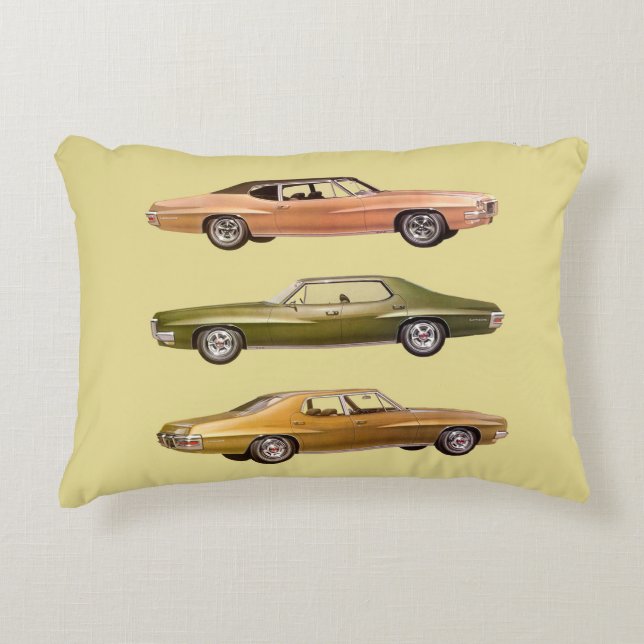 1970 Drie Spier Auto's Print Accent Kussen (Voorkant)