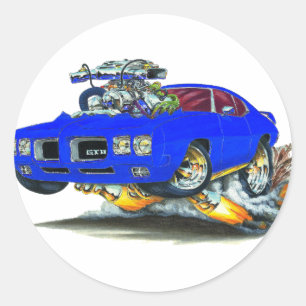 1970 GTO blauwe auto Ronde Sticker